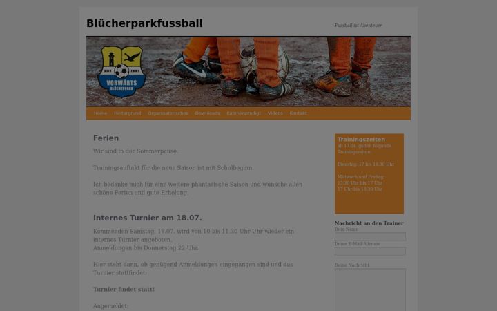 Screenshot of bluecherparkfussball.de