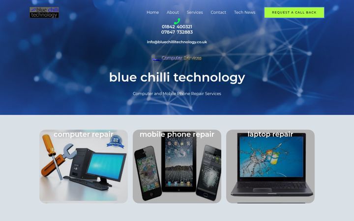 Screenshot stránky bluechillitechnology.co.uk