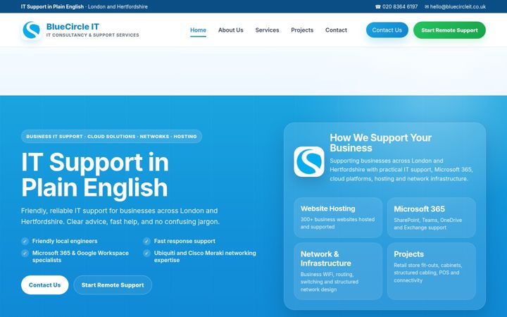 Screenshot of bluecircleit.co.uk