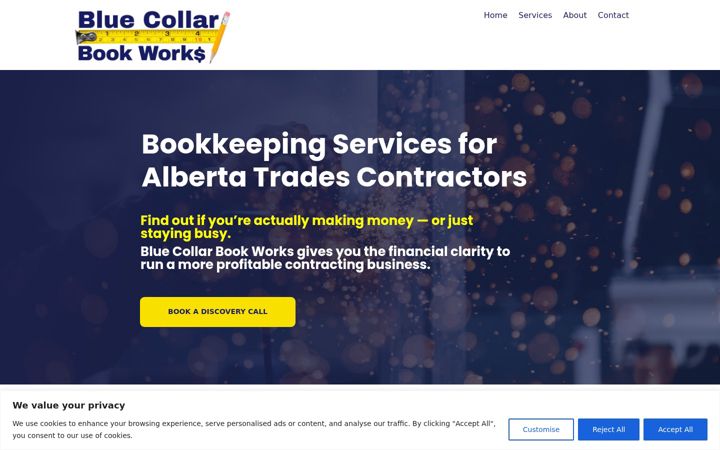 Screenshot of bluecollarbookworks.ca
