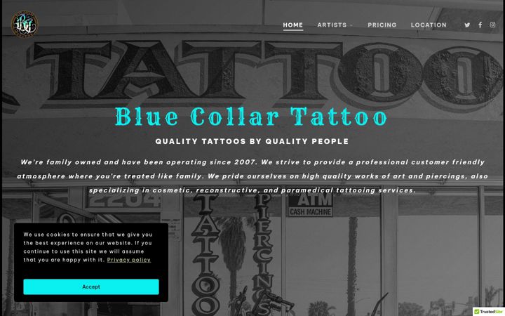 Screenshot of bluecollartattoooc.com