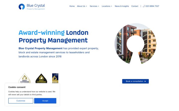 Screenshot of bluecrystallondon.co.uk