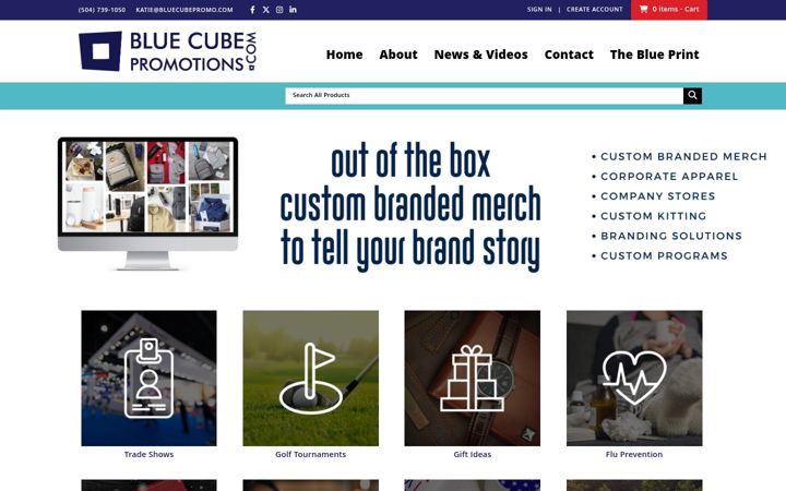 Screenshot of bluecubepromotions.com