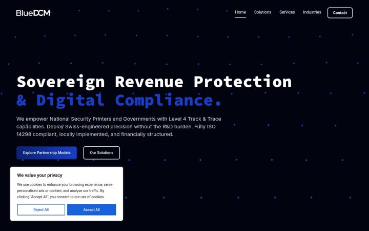 Screenshot of bluedcm.com