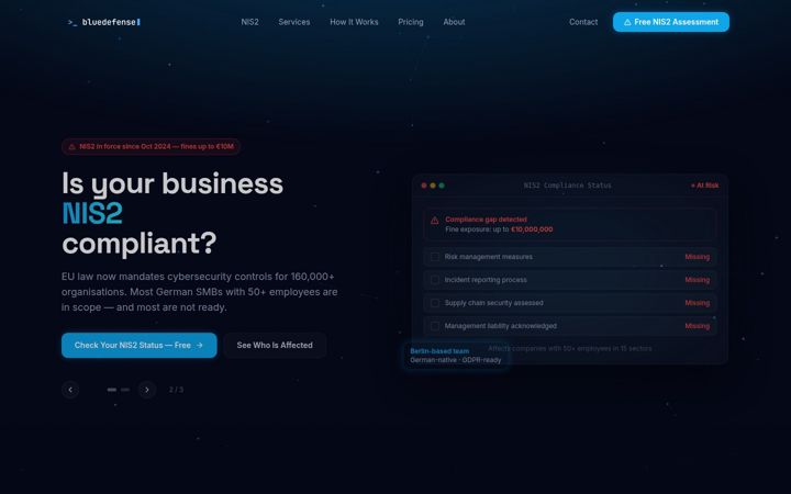 Screenshot of bluedefense.de