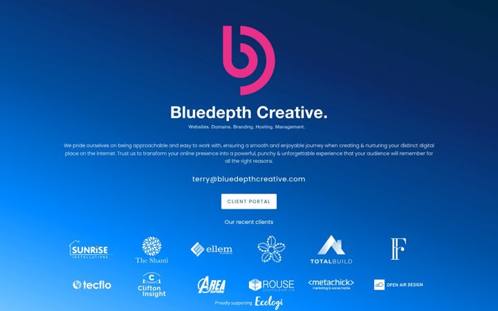 Screenshot of bluedepthcreative.com