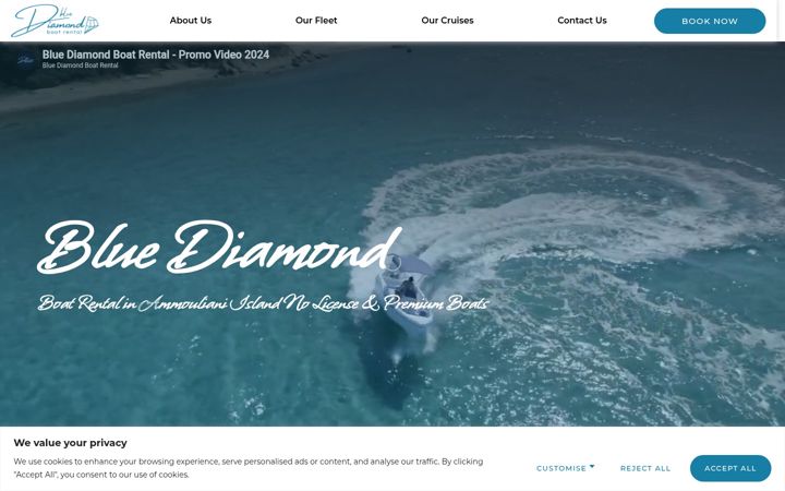 Screenshot of bluediamondboatrental.com