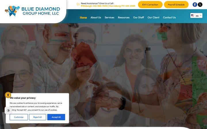 Screenshot ta' bluediamondgrouphome.com