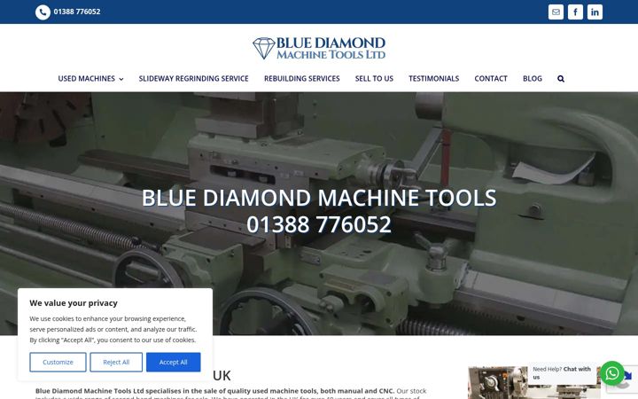 Screenshot of bluediamondmachinetools.co.uk