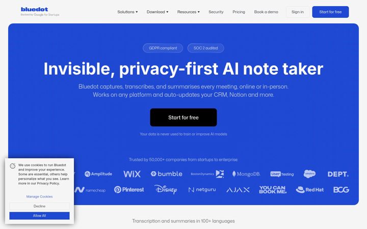 Screenshot of bluedothq.com