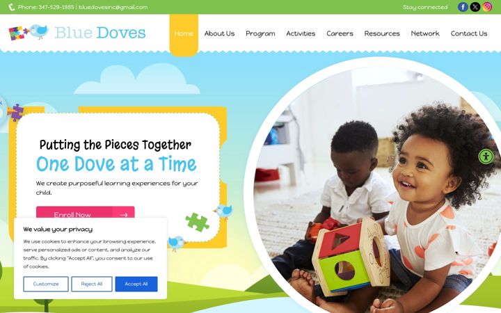Screenshot of bluedovesinc.com