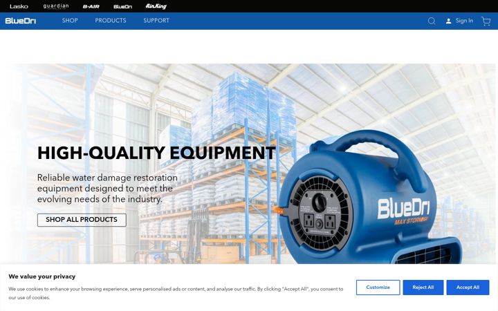 Screenshot of bluedri.com