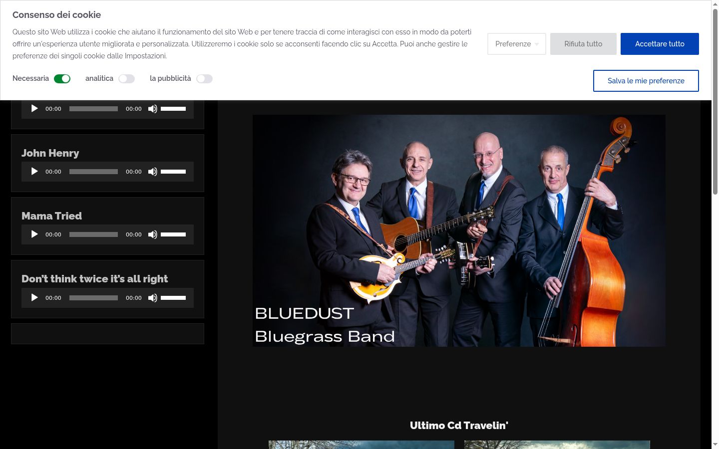 Screenshot del banner di consenso mostrato prima di qualsiasi interazione
