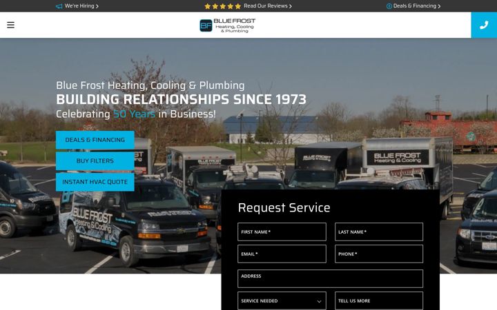 Screenshot of bluefrosthvac.com