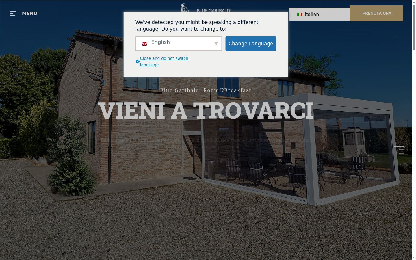 Screenshot del banner di consenso mostrato prima di qualsiasi interazione
