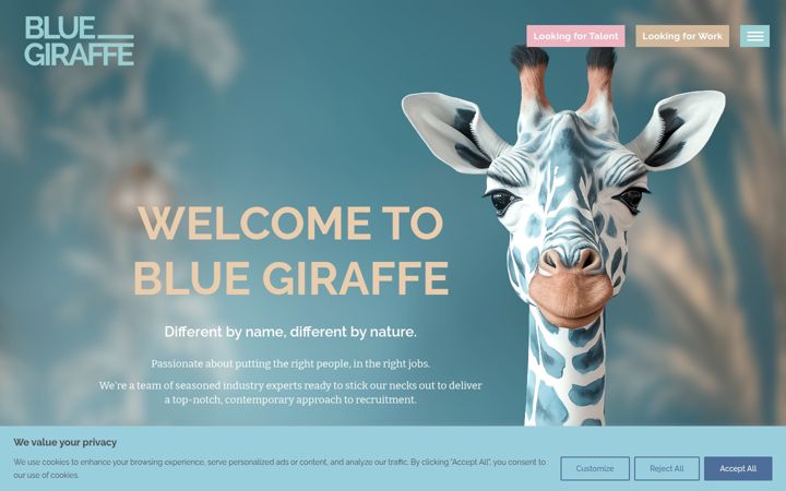Screenshot of bluegiraffe.agency