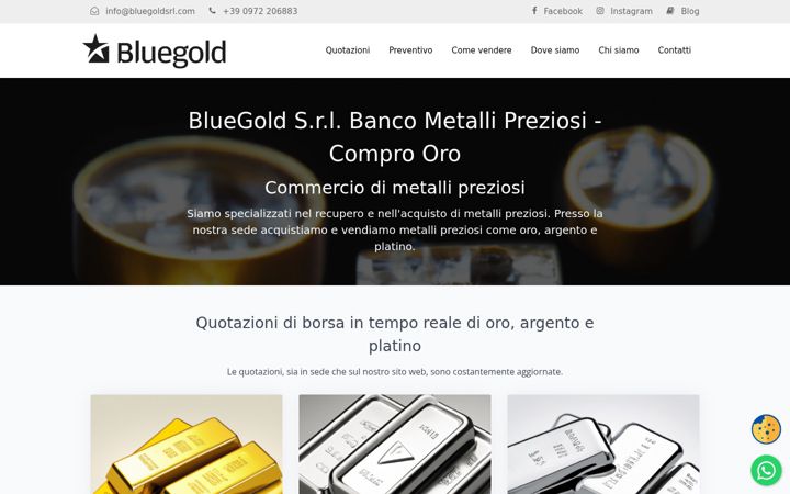 Screenshot of bluegoldsrl.com