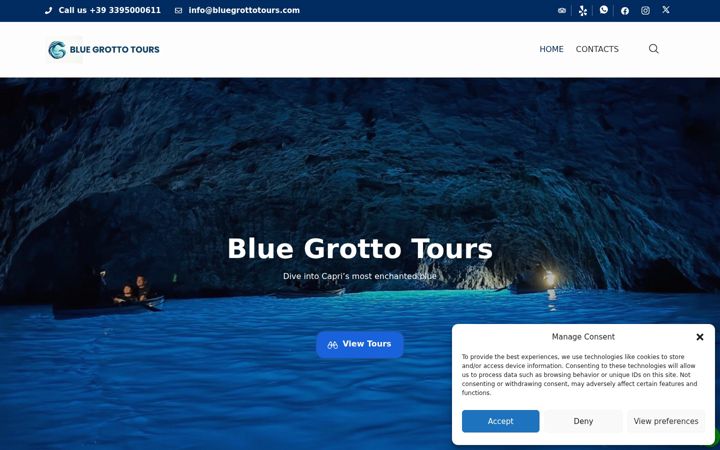 Screenshot of bluegrottotours.com