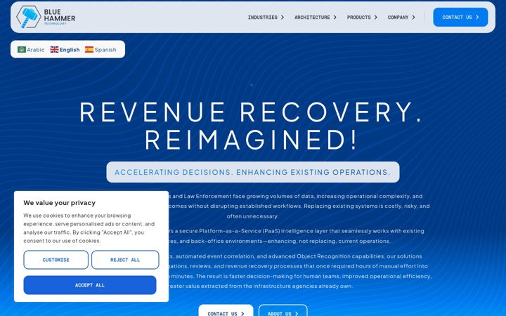Screenshot of bluehammertech.com