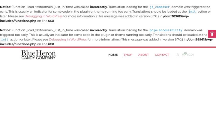 Screenshot of blueheroncandy.com