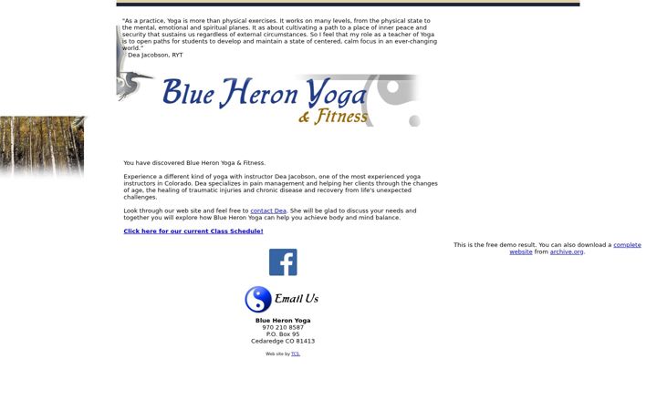 Screenshot of blueheronyoga.com