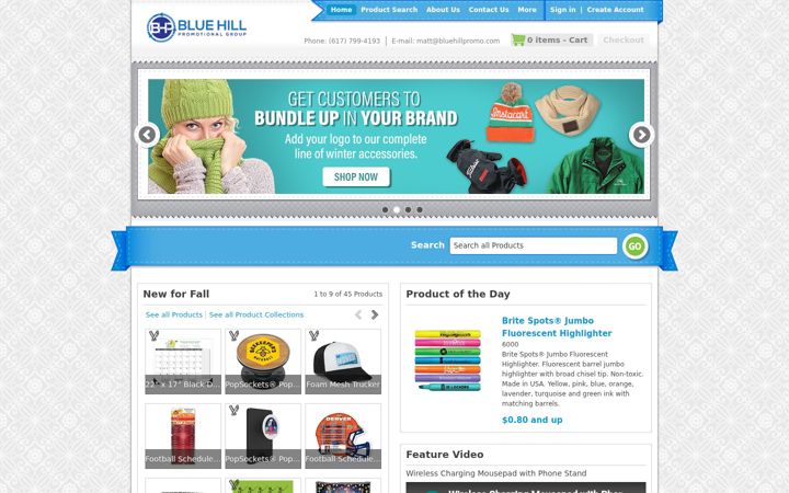Skærmbillede af bluehillpromo.com