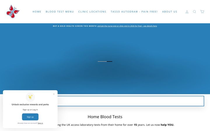 Screenshot of bluehorizonbloodtests.co.uk