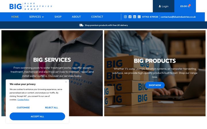 Screenshot of blueindustries.co.uk