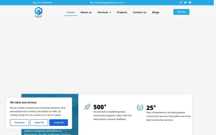 Screenshot of bluejaybuildernyc.com