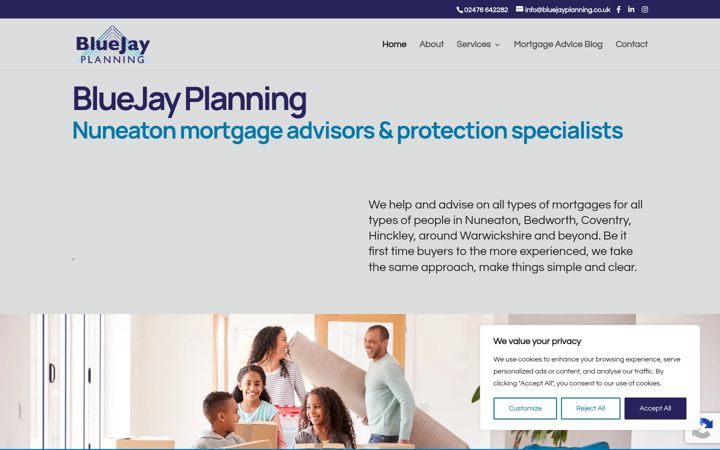 Screenshot von bluejayplanning.co.uk