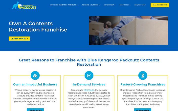 Screenshot di bluekangaroofranchise.com