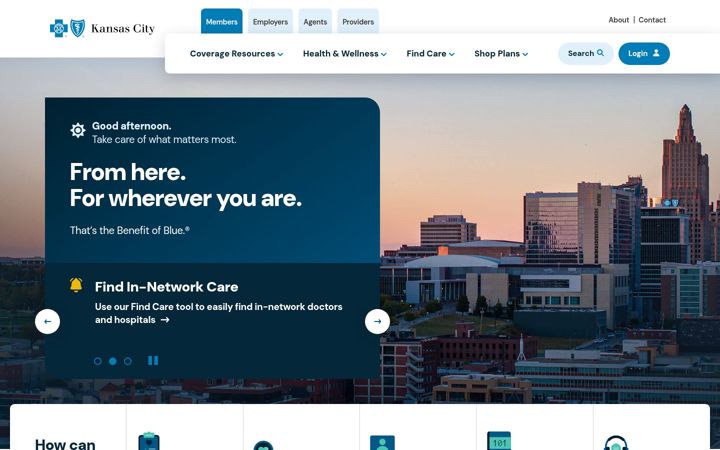 Screenshot of bluekc.com