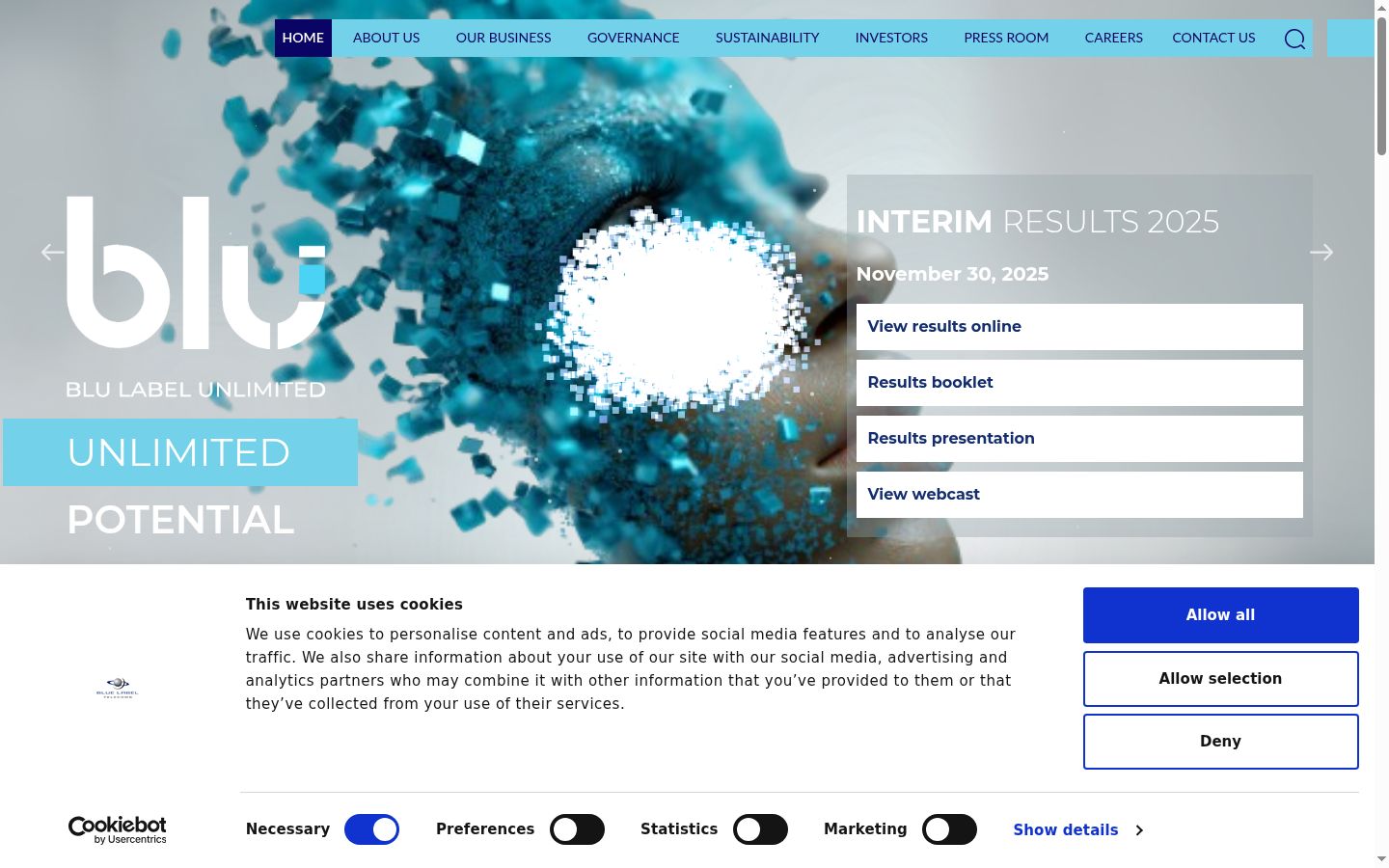 Screenshot of the consent banner shown before any interaction