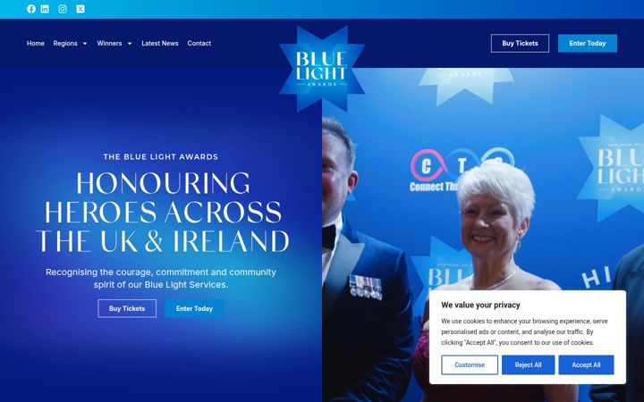 Screenshot of bluelightawards.com