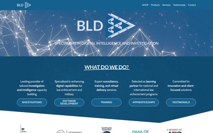 Ekrano kopija bluelightsdigital.com