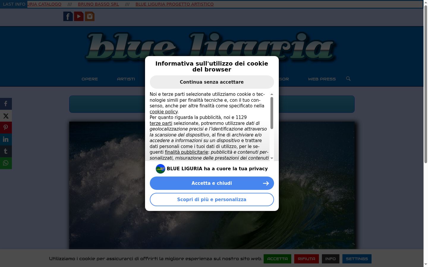 Captura de ecrã do banner de consentimento apresentado antes de qualquer interação