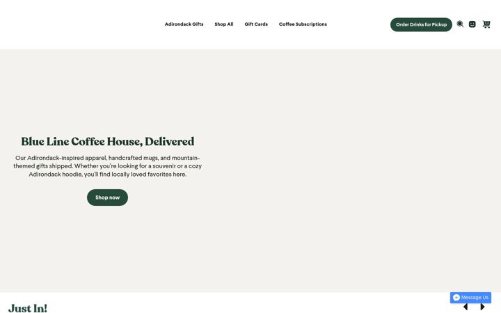 Screenshot of bluelinecoffeehouse.com