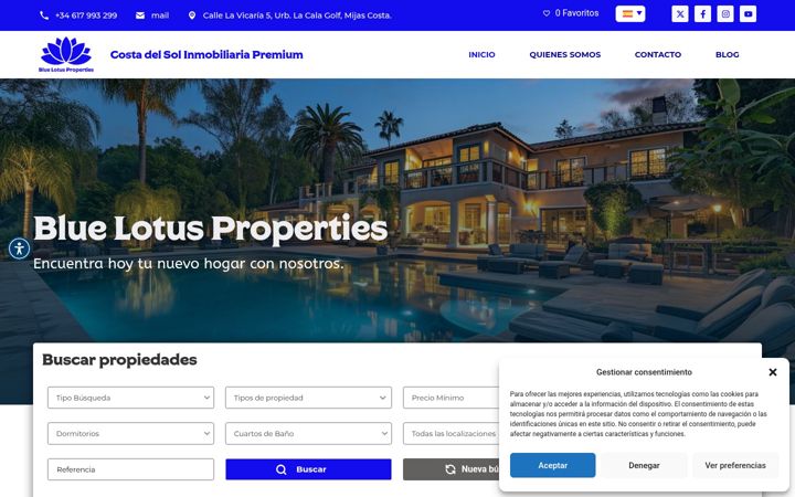 Ekraanipilt saidist bluelotusproperties.es