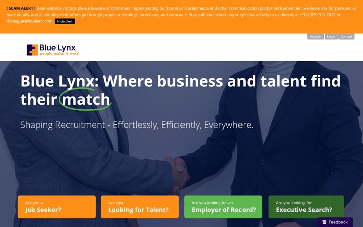 Kuvakaappaus sivustosta bluelynx.com