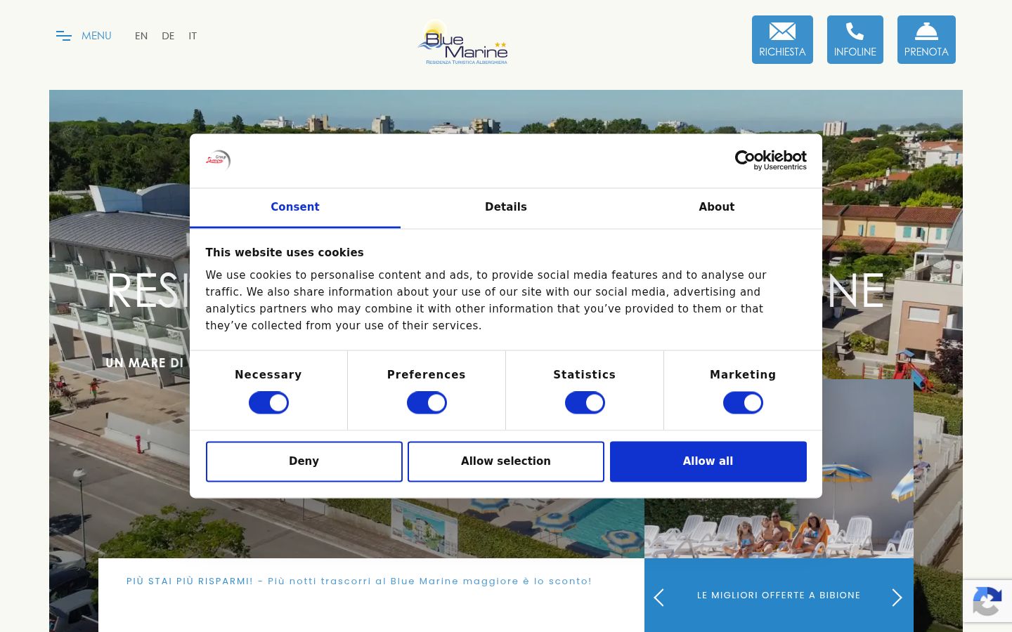 Screenshot of the consent banner shown before any interaction