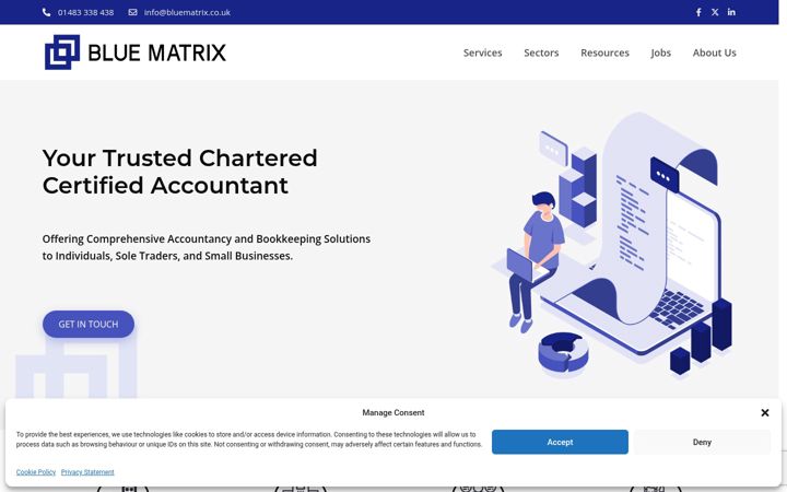 Screenshot stránky bluematrix.co.uk