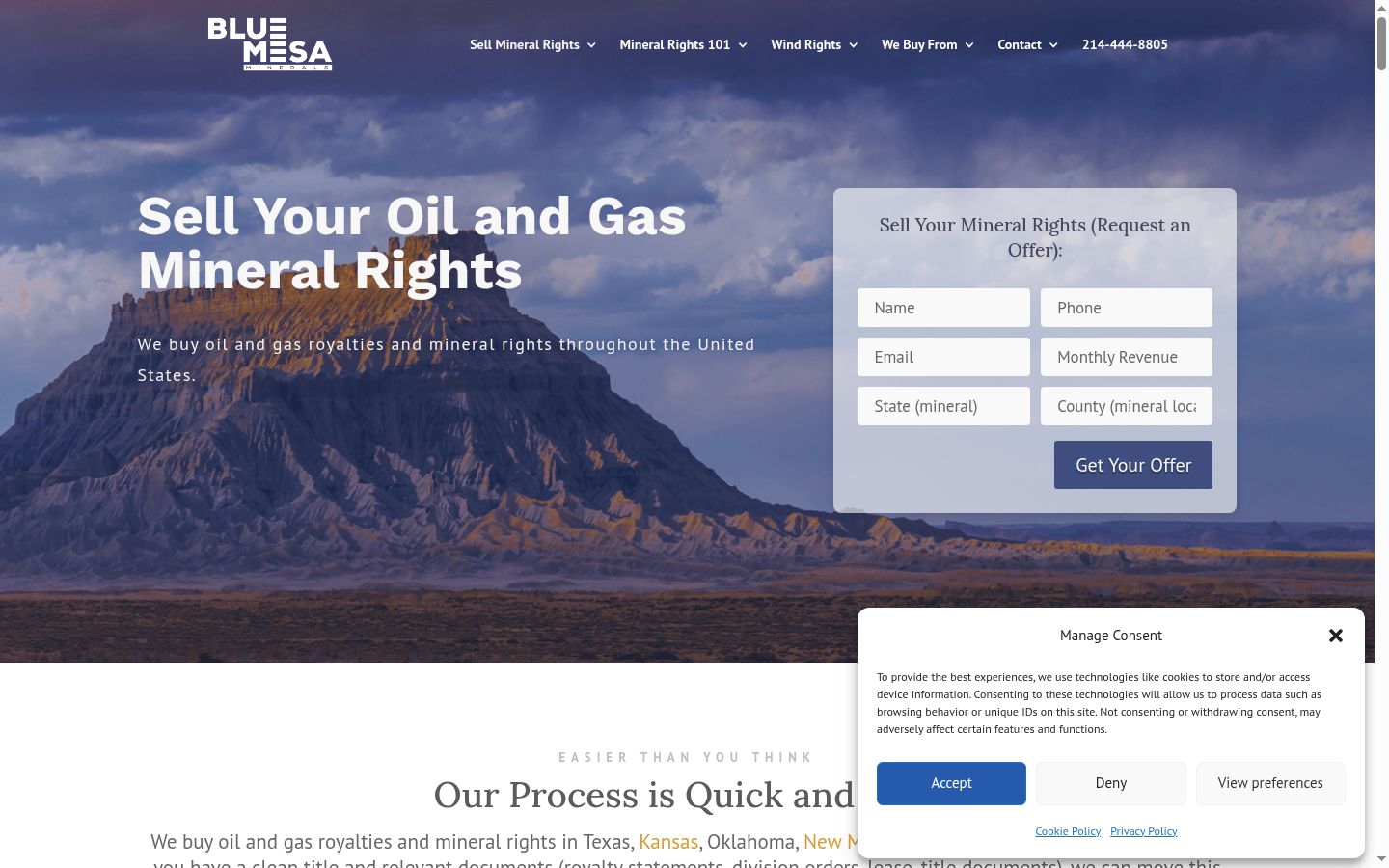 Screenshot del banner di consenso mostrato prima di qualsiasi interazione