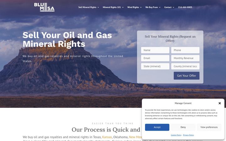 Screenshot of bluemesaminerals.com