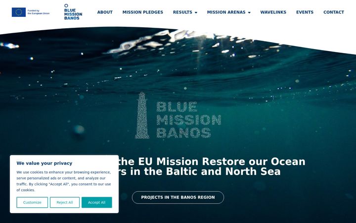 Captură de ecran a bluemissionbanos.eu