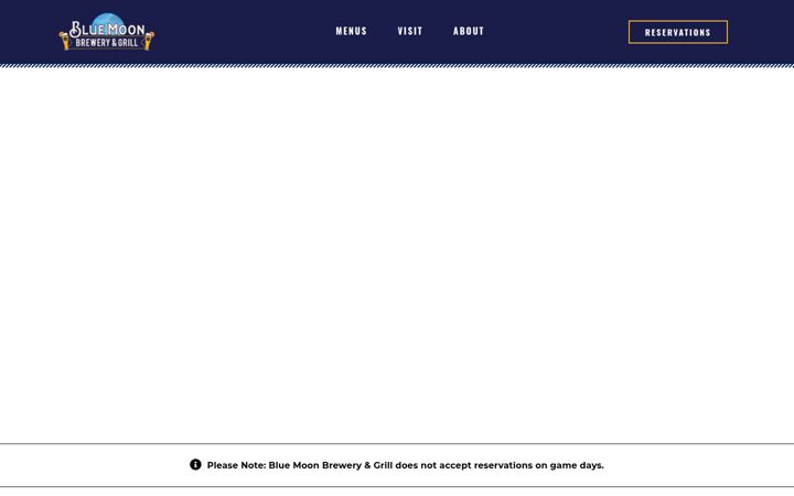 Screenshot of bluemoonbreweryandgrill.com