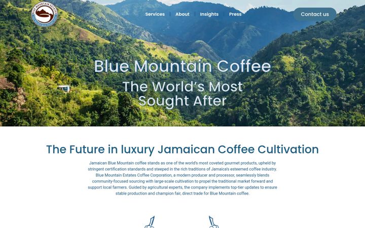Screenshot of bluemountainestates.coffee