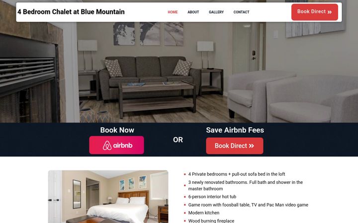 Екранна снимка на bluemountainschalet.com