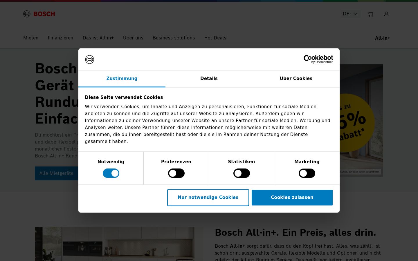 Snímek obrazovky baneru souhlasu zobrazeného před jakoukoli interakcí
