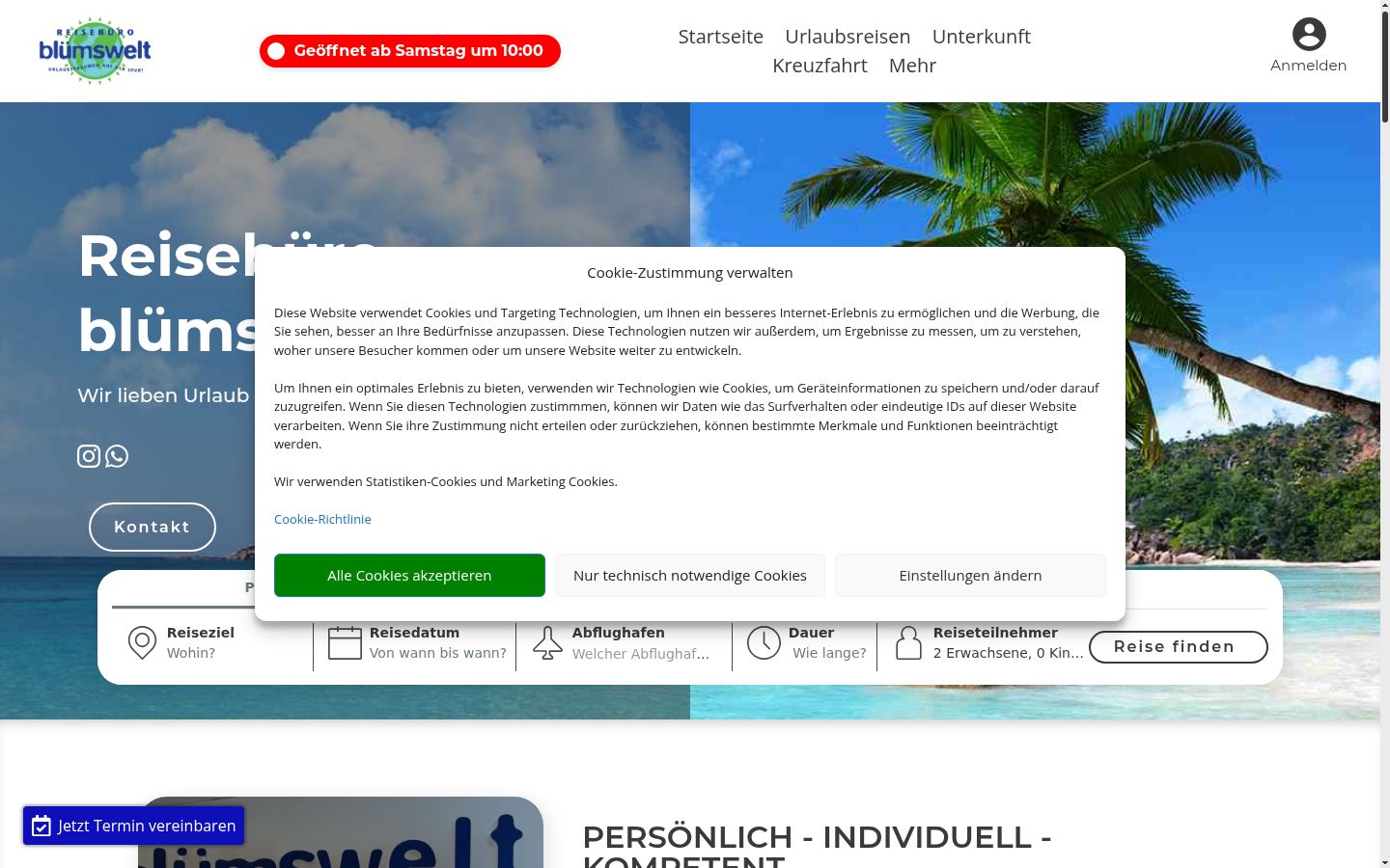 Screenshot del banner di consenso mostrato prima di qualsiasi interazione