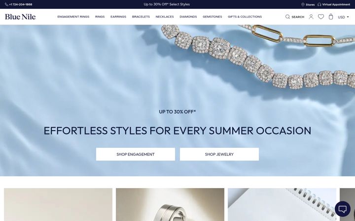Skærmbillede af bluenile.com